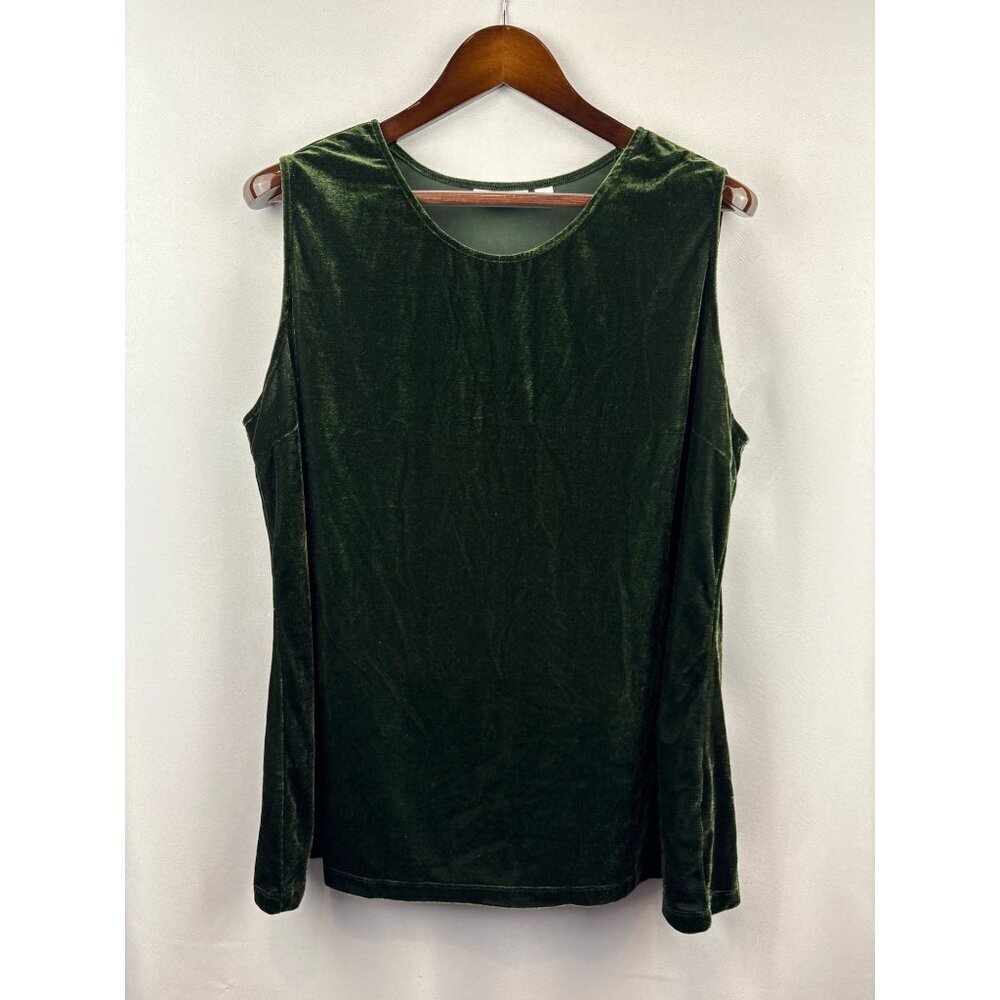 Women’s D&Co XL Forest Green Velvet Sleeveless Blouse